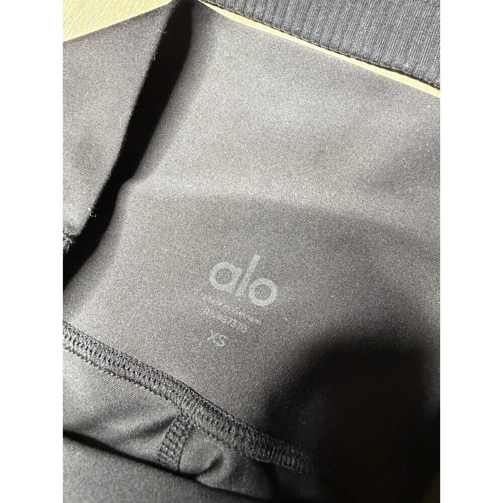 Alo Yoga SET Airlift 7/8 Length Leggings AND Wellness Ribbed Bra in Black XS